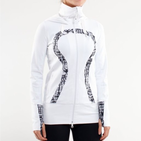 lululemon athletica Jackets & Blazers - Lululemon Stride Jacket *Brushed in White/White Black Glacier Lace Size 6‎